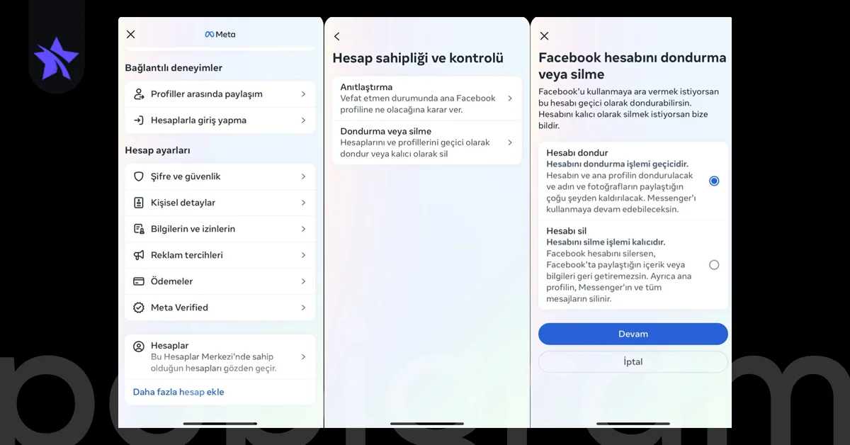 Uygulamadan Facebook Dondurma